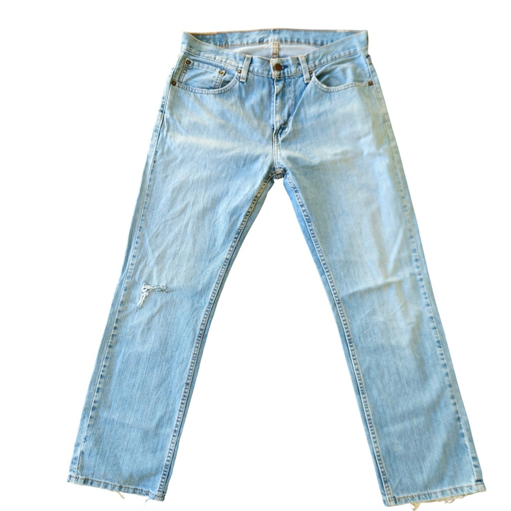 Levi's 559 Jeans 31x30 Lt Wash Distressed Good Fade Frayed Hem Straight Leg